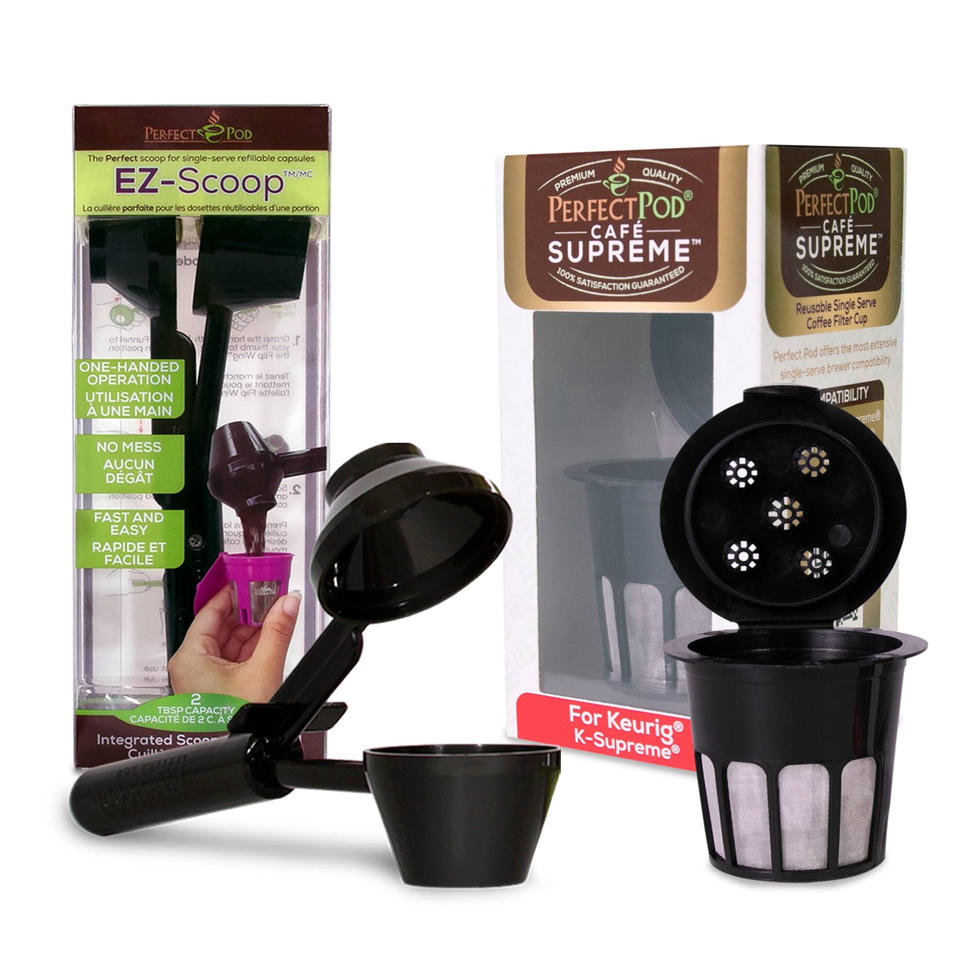 Perfect Pod Cafe Supreme Reusable Single Serve Coffee Filter K Cup Pod + EZScoop Compatible